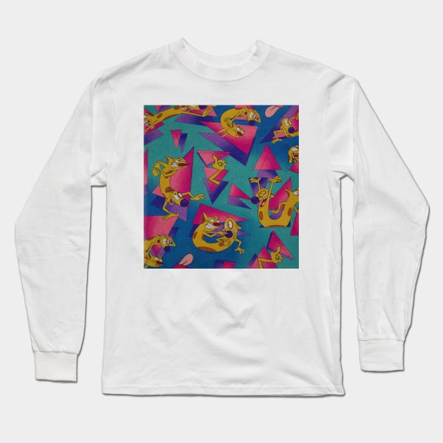 CatDog 90's Pattern Long Sleeve T-Shirt by AbbysRadArt